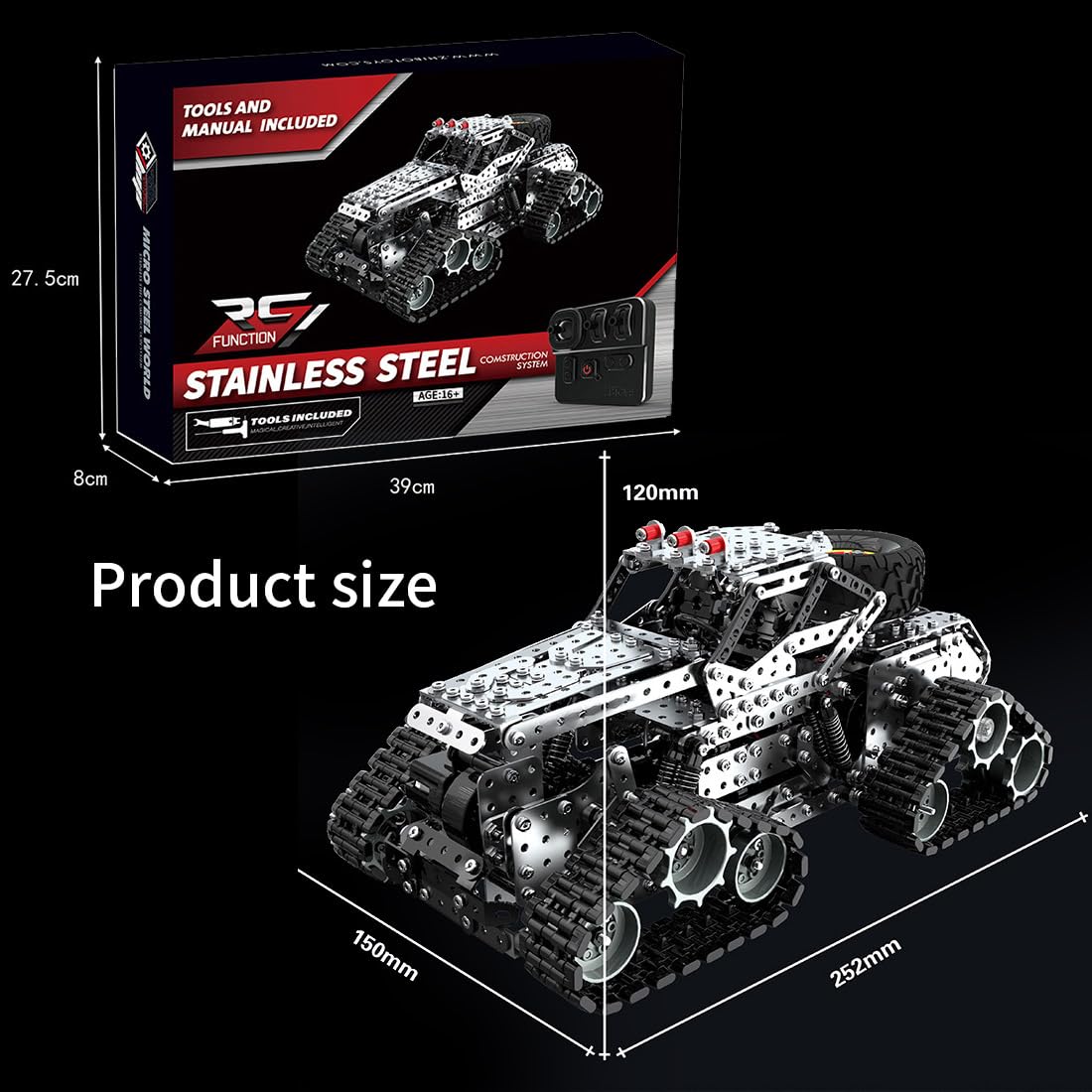 DERELOAS RC Off-Road Car Kit for Adults -3D Metal Puzzles Truck Car Kit with Remote Control, Mechanical Truck Rc Car Model Kit, Crafts for Adults
