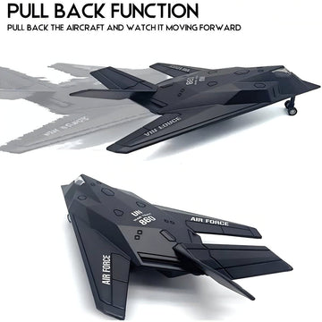 Diecast Stealth Fighter Jet Metal Military Airplane Toy - 1:400 Scale Alloy Model Tactical Aircraft with Pullback Action, Lights and Sound