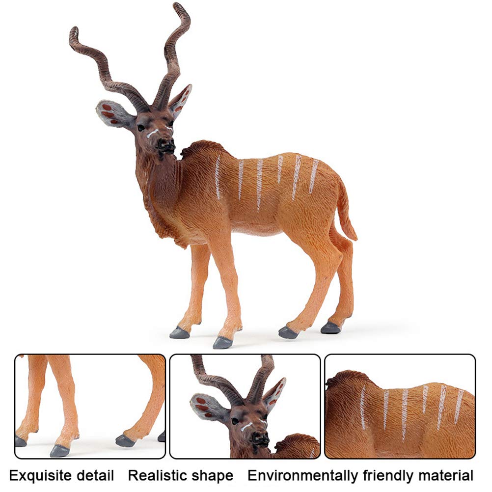 FLORMOON Animal Figures 2pcs Realistic Horned Antelope Figures Plastic Early Educational Toys Cupcake Topper Party Gift for Kids 2+ Year Old