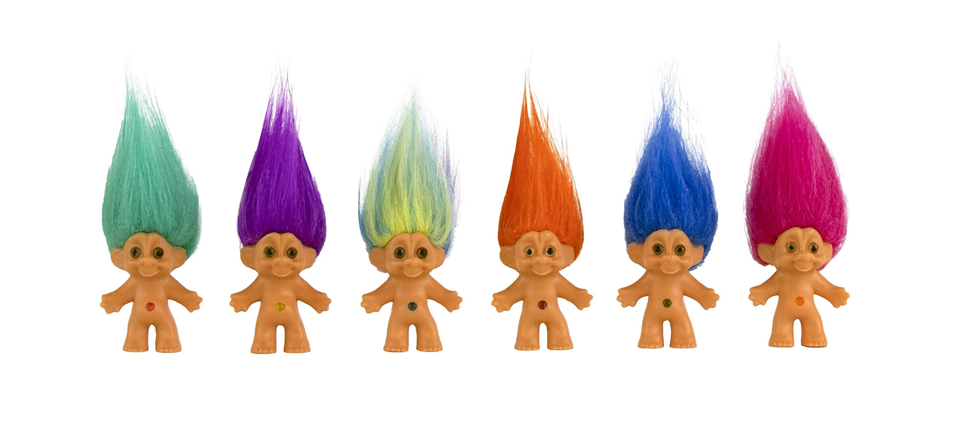 World's Smallest Good Luck Trolls. Miniature Figure with a Good Luck Gemstone in its Belly to Match The Color of its Hair! Each Sold Seperately