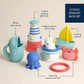 Itzy Ritzy Bathtime Gift Set - 12-Piece Baby Bath Toys for Infants & Toddlers - Stacking Lighthouse, Ring Toss, Scoop, Squirters & Sailboat - Develops