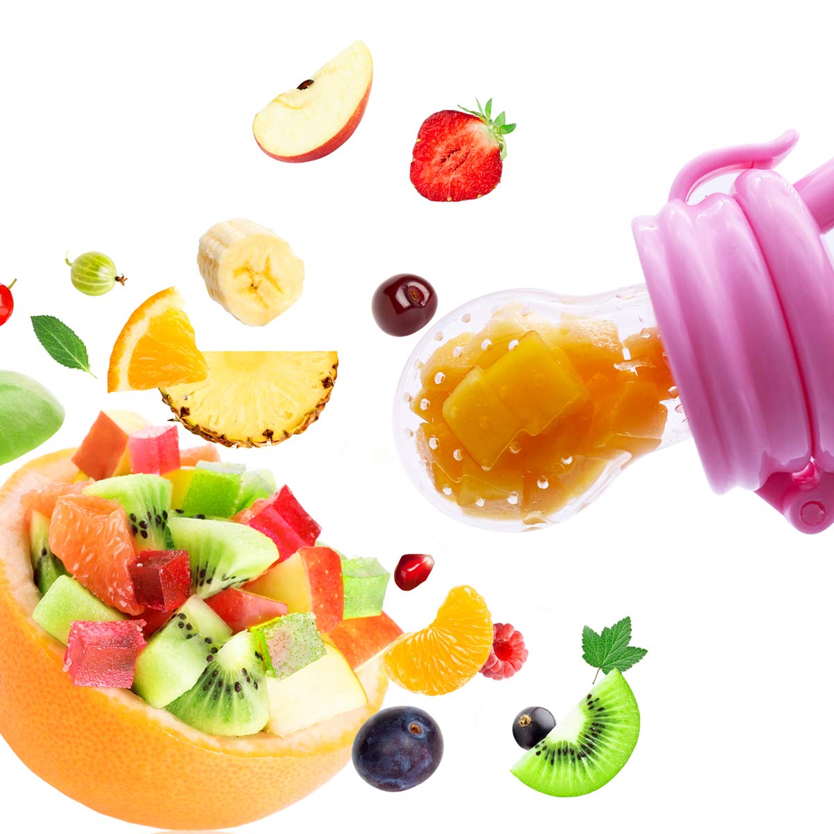 Medical-Grade Teething Toys for Babies 0-6 6-12 12-18 Months - with Adorable Baby Teethers & Baby Fruit Feeders - Soft Textures for Infant