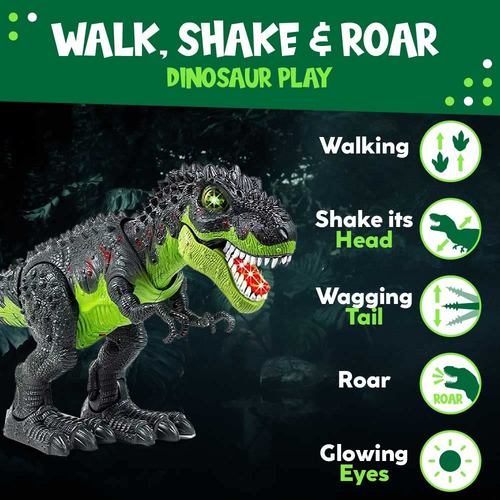 Toysery Tyrannosaurus T-Rex Walking Dinosaur Kids Toy. LED Lights and Realistic Sounds, for Kids 3-12 Years Old Boys and Girls (Colors May Vary)