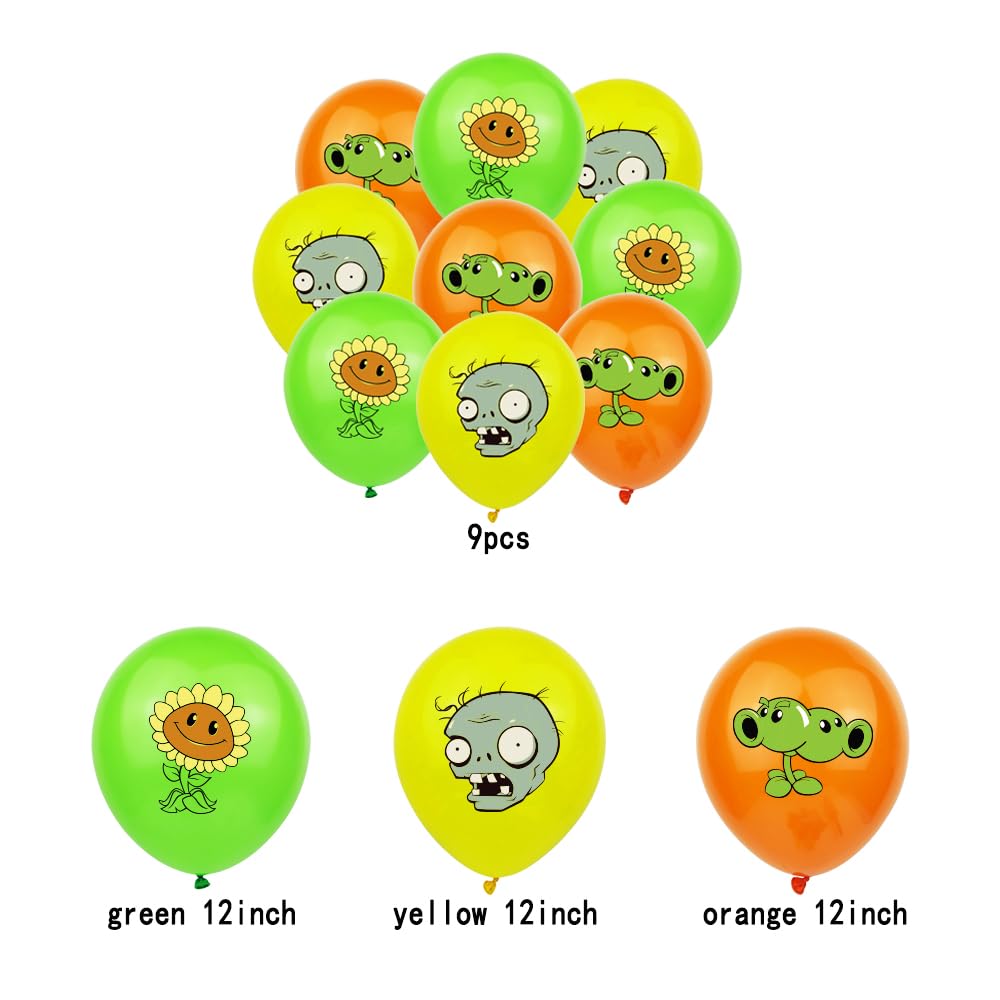 Plant vs. Zom-bies Party Backdrop Party Banner, Cake Topper, Cupcake Topper, Cup Cake Wrappers, Zombies Hanging Swirls and PVSZ Balloons for PVSZ