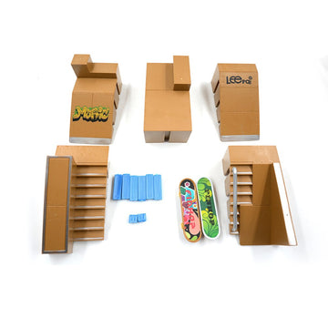 Kidsdream 5pcs Skate Park Kit Ramp Parts for Tech Deck Fingerboard Mini Finger Skateboard Fingerboards Ultimate Parks with 2PCS Finger Boards