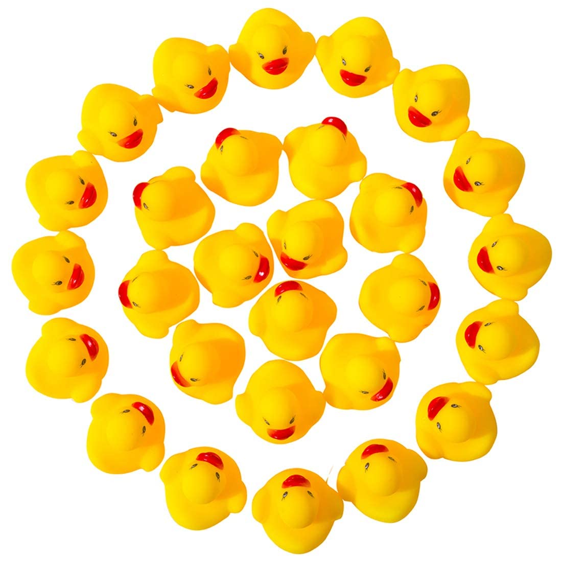DZTIAN Mini Rubber Duck Set Yellow 12-Pieces Float & Squeak Mini Rubber Duck Baby Bath Ducky Sound ShowerToys for Kids Celebrate The Joy