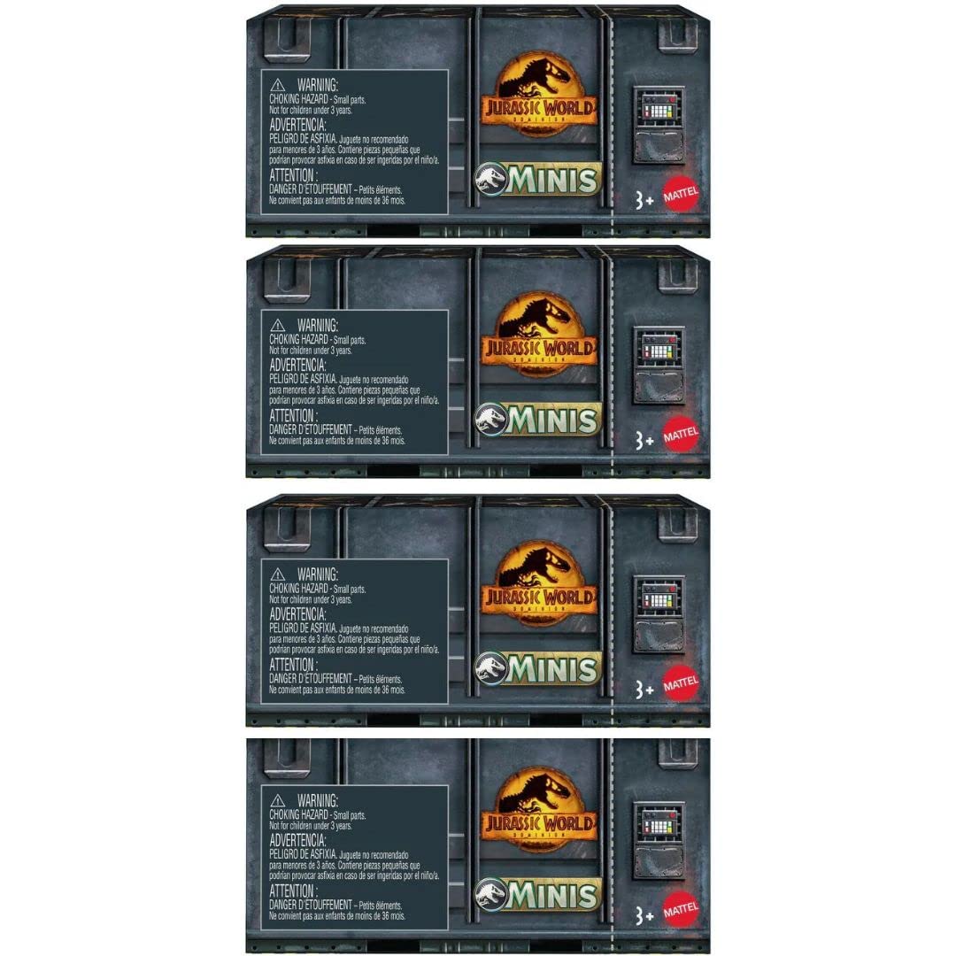 Jurassic World Dominion Minis Surprise Pack - Box of 4 Collectible Mini Dinosaurs | No Duplicates, 2? Figures - Ages 3+