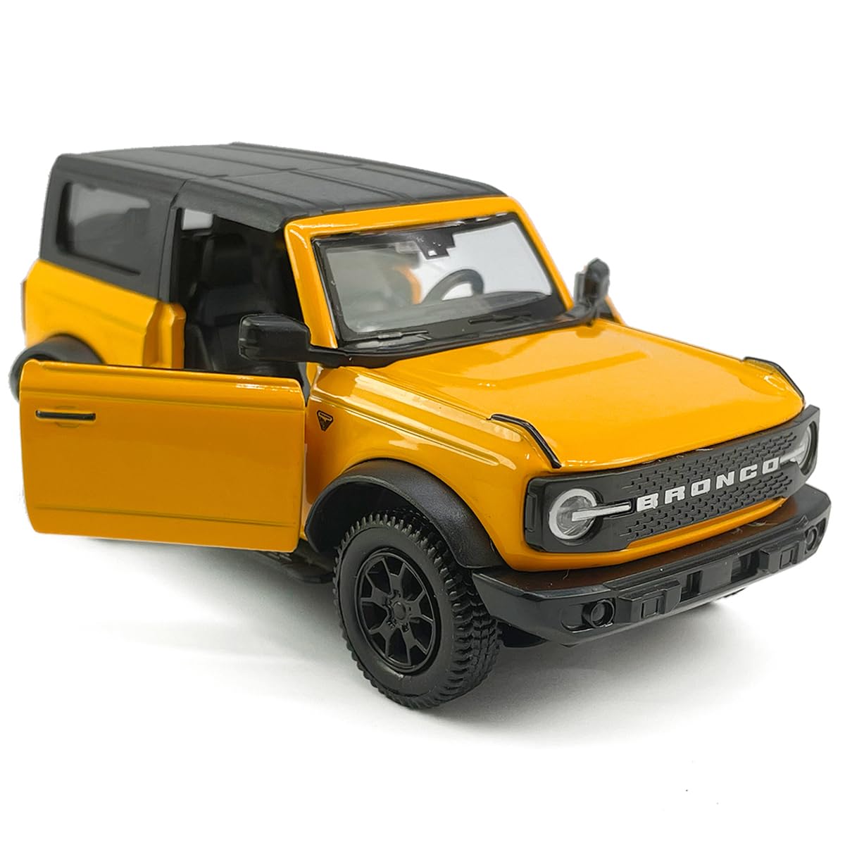 2-Door Bronco Badlands Model Car 1/36 Scale Diecast Toy Cars Metal Alloy Children’s Vehicles, Pull Back Doors Open, Black Rim, Mens Collection, Kids