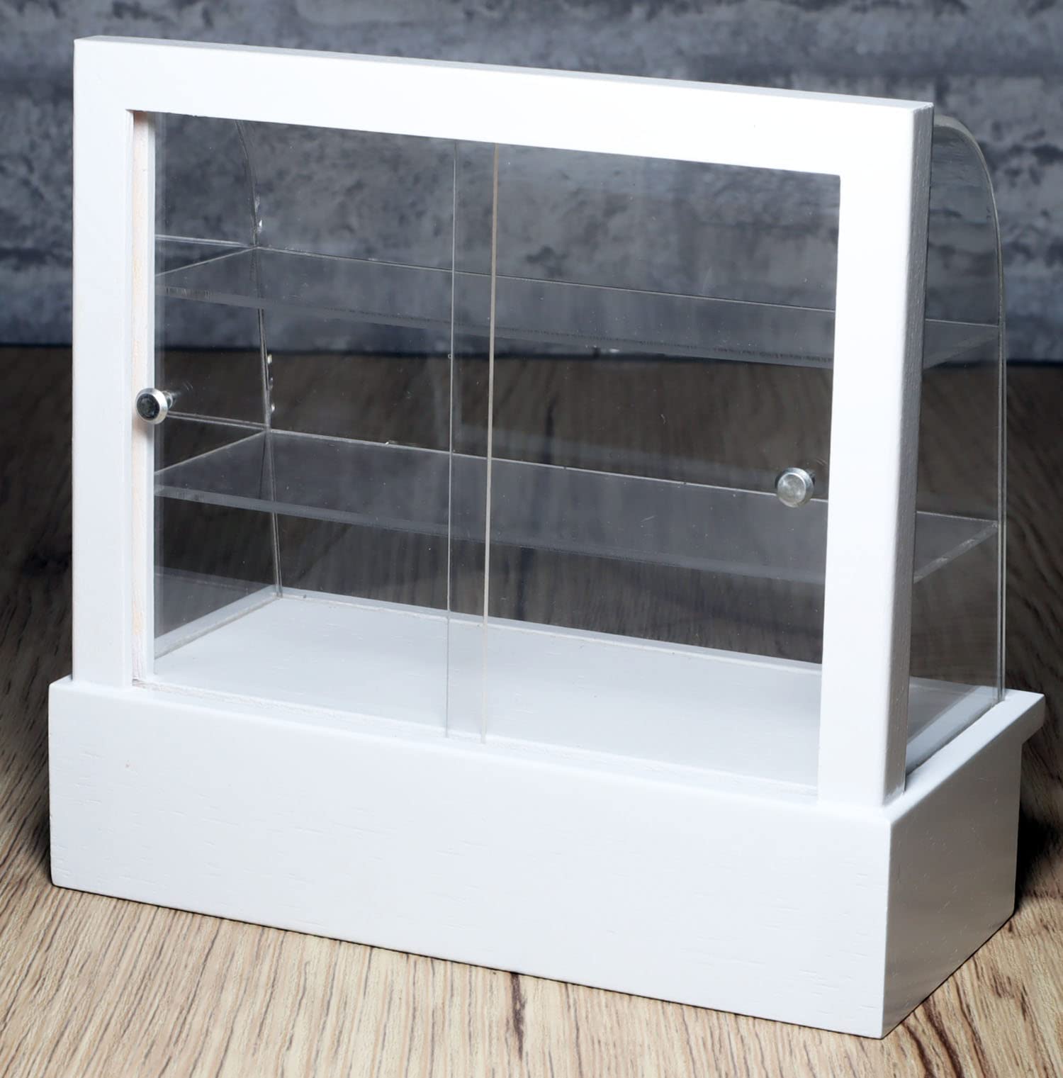 Miniature Cake Bakery & Bread Display Cabinet Beautifully Handmade, piece by piece - 1/12 Scale Dollhouse Bakery Furniture, Acrylic & Wood Showcase