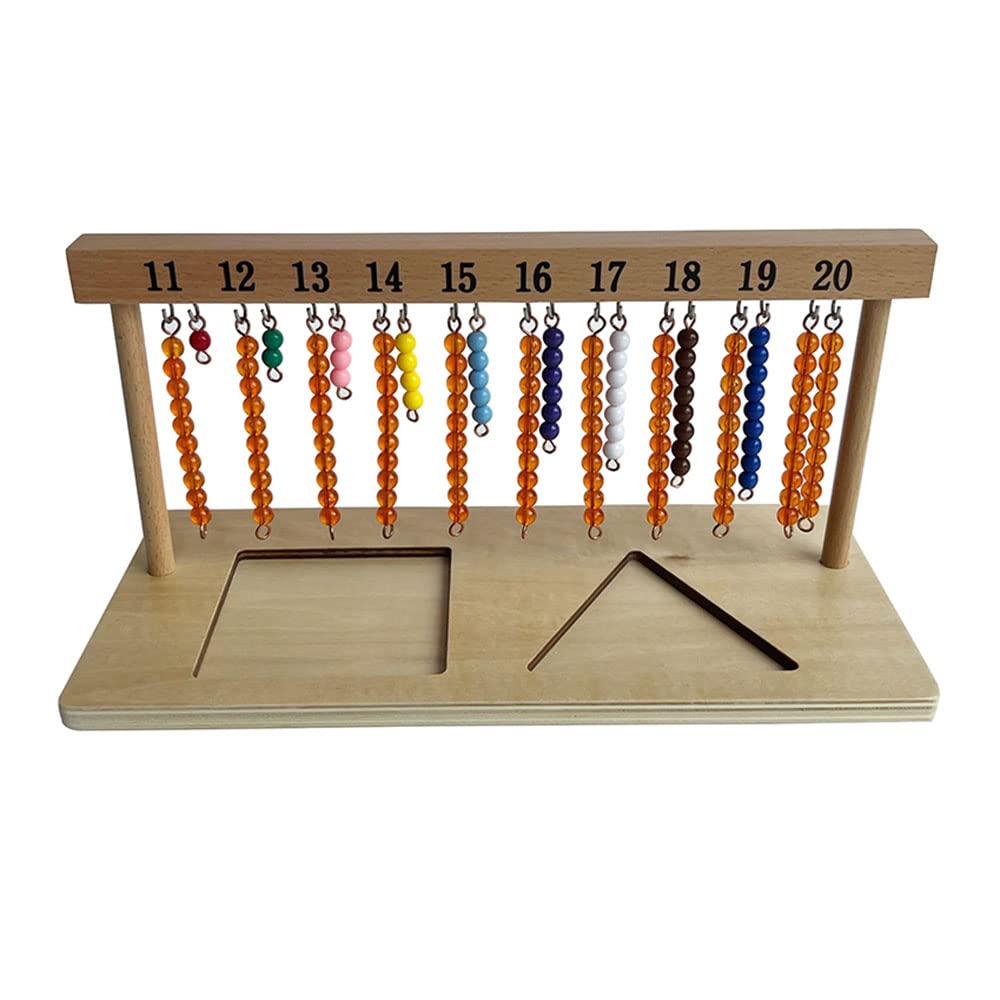 Kghios Montessori Math Toys Materials for Toddlers 1-20 Beaded Hanger Color Bead Stairs with Beads Montessori Mathematics Eductional Materials