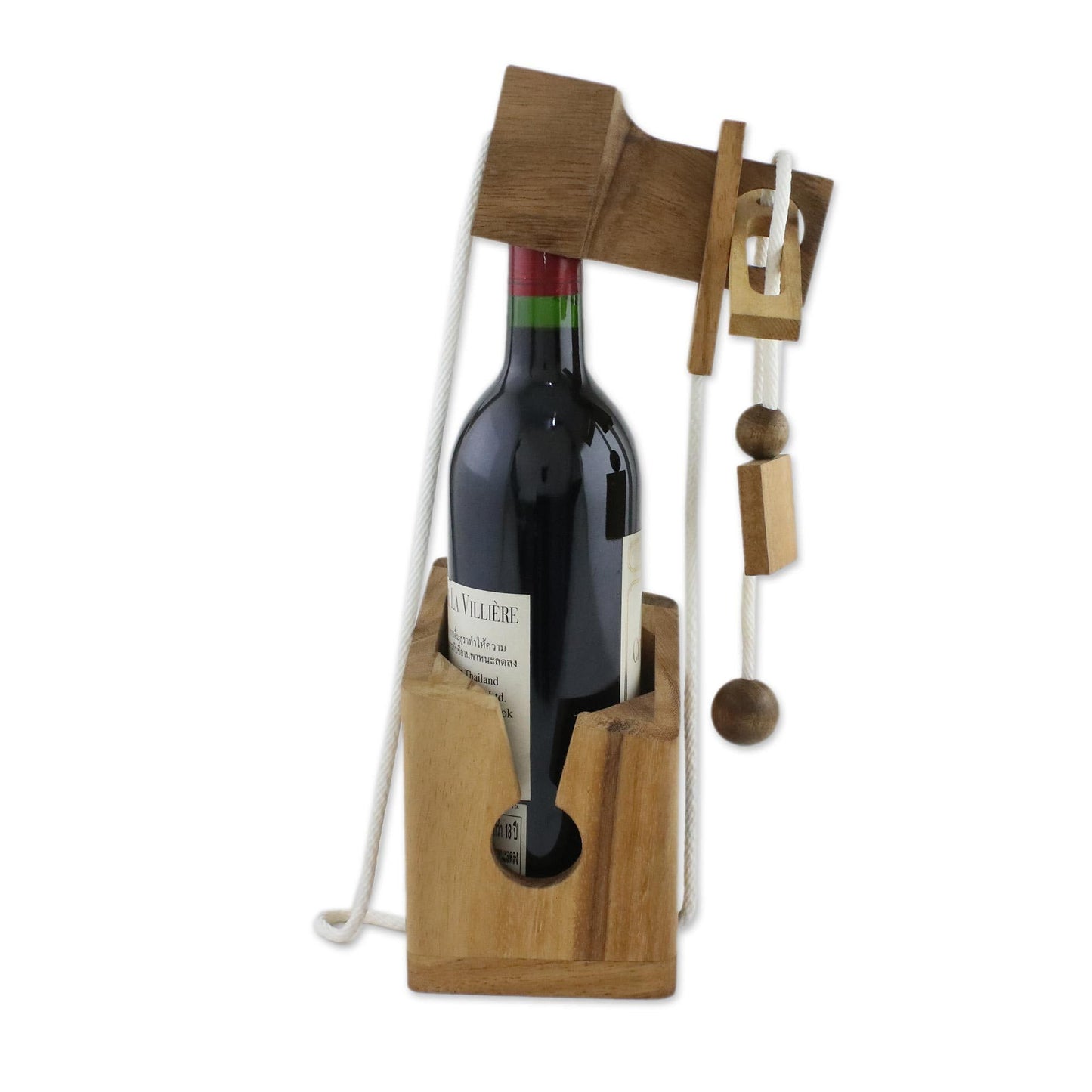 NOVICA Handmade Holder and Puzzle, Brown, Open The Bottle' Wood