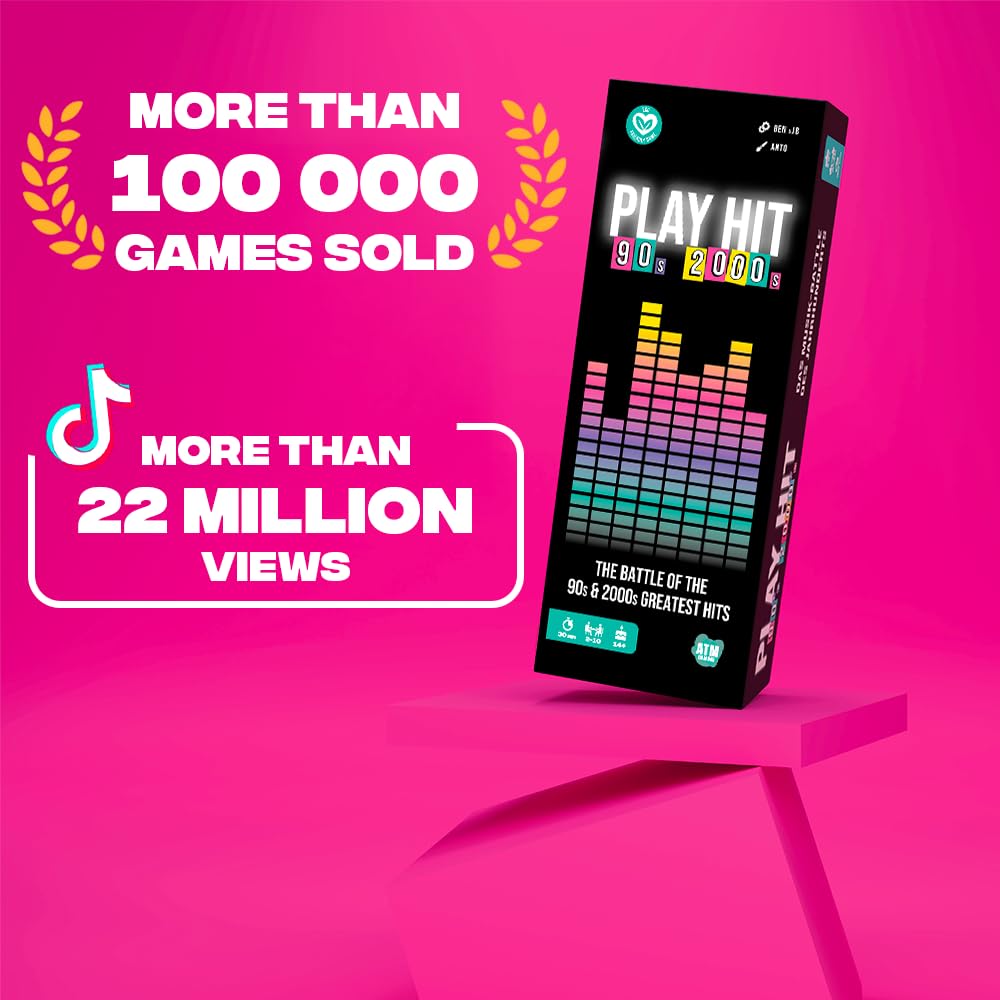 ATM Gaming Play HIT | 90s & 2000s Music Trivia Board Game for Adults & Teens | Fun Party Game with Karaoke & Blind Test | Card Game | Quiz Game | Gift