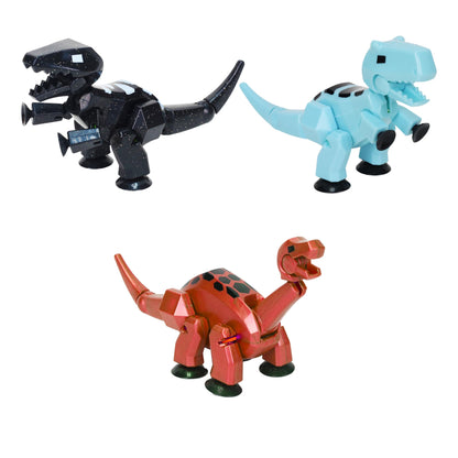Zing Stikbot MEGA Dino 3 Pack - Includes Brontosaurus, T-Rex, and Carnotaurus, Create Stop Motion Animation, for Ages 4 and Up (Ice Blue, Space Black