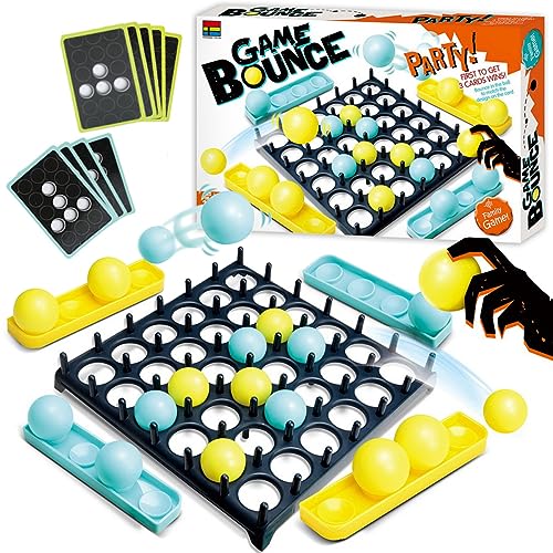 Bounce Ball Game with Family, Adults, Teens and Children, Connect Ball Board Games Table Game Toys, with 9 Cards with Different Patterns, 16 Balls