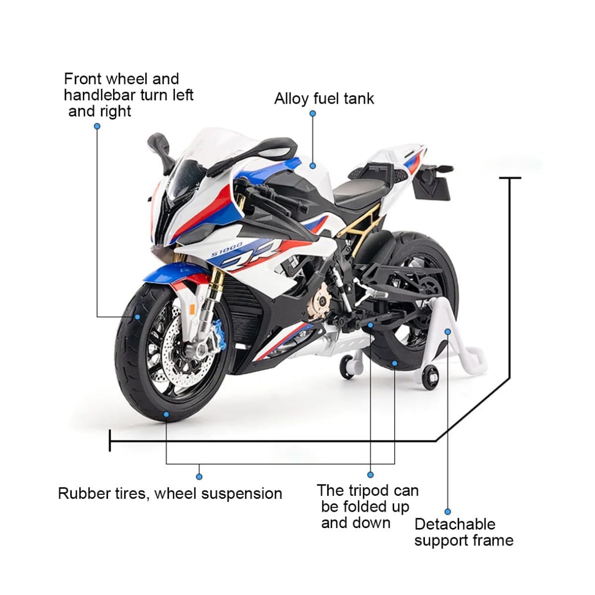 HTLNUZD 1:9 Racing Motorcycle Car Model S1000RR Adult Die Cast Collection Decoration Gift