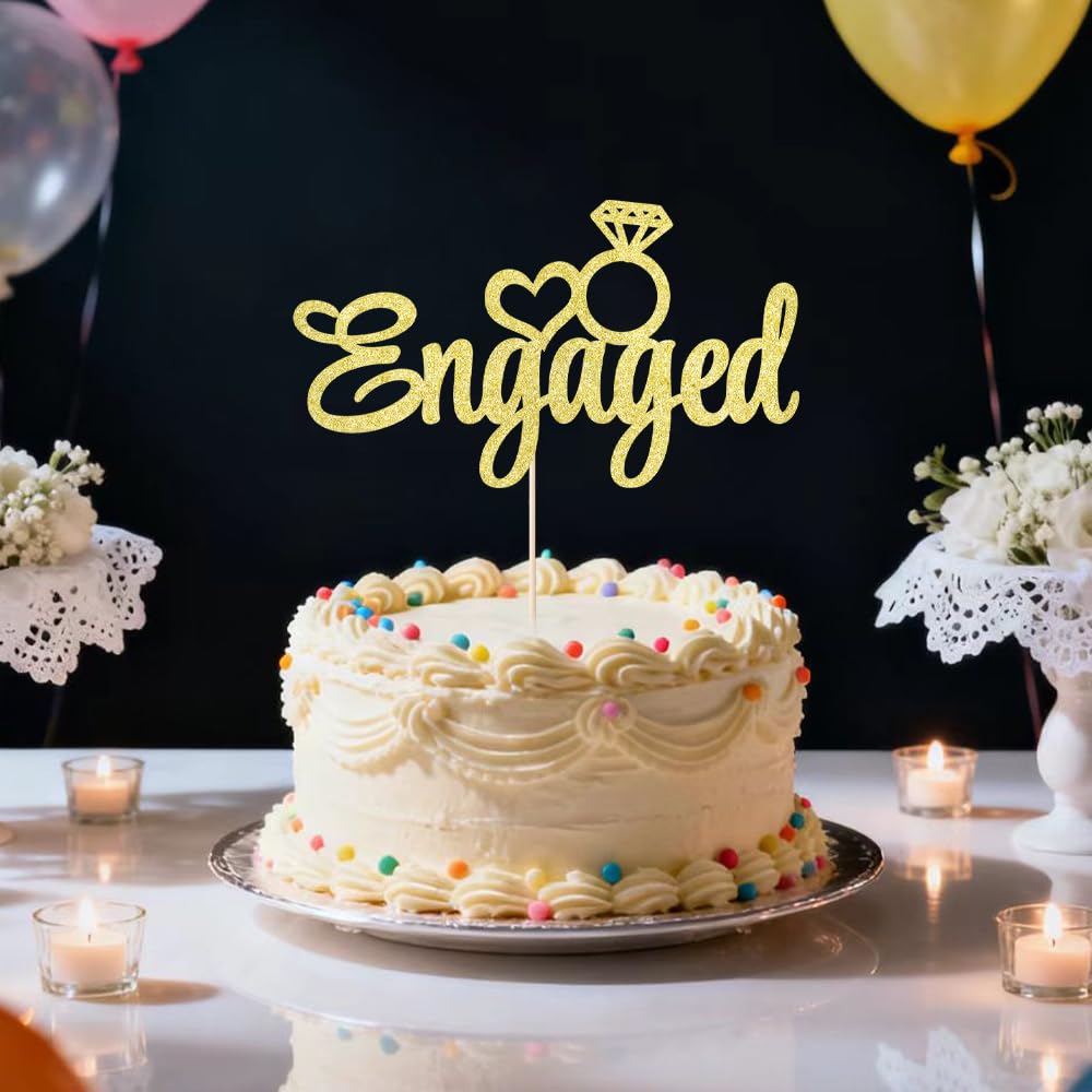 Auteby Engaged Cake Topper - Engagement Wedding Party Decorations