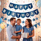 Yancan Blue Happy Birthday Banner for Women Men Boys Girls Party Decoration