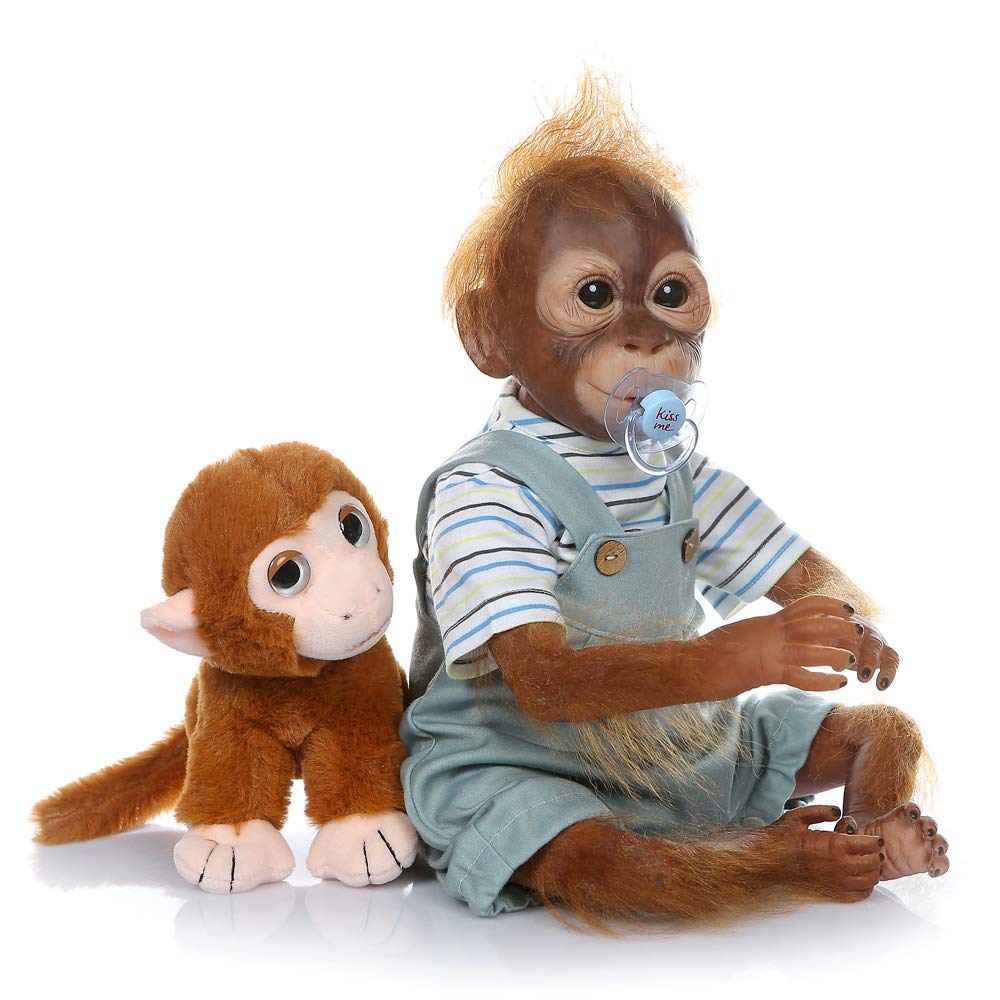 ZIYIUI 21 Inch Newborn Realistic Baby Doll Silicone Vinyl Reborn Monkey Dolls with Weighted Body Lifelike Flexible Collectible Art Doll That Look Real