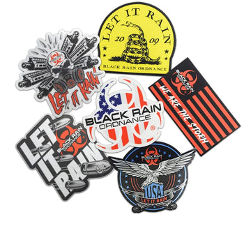 BLACK RAIN ORDNANCE Sticker Pack - 6 Unique Vinyl Decals for Gear, Laptop, and Water Bottles - Weather-Resistant Designs