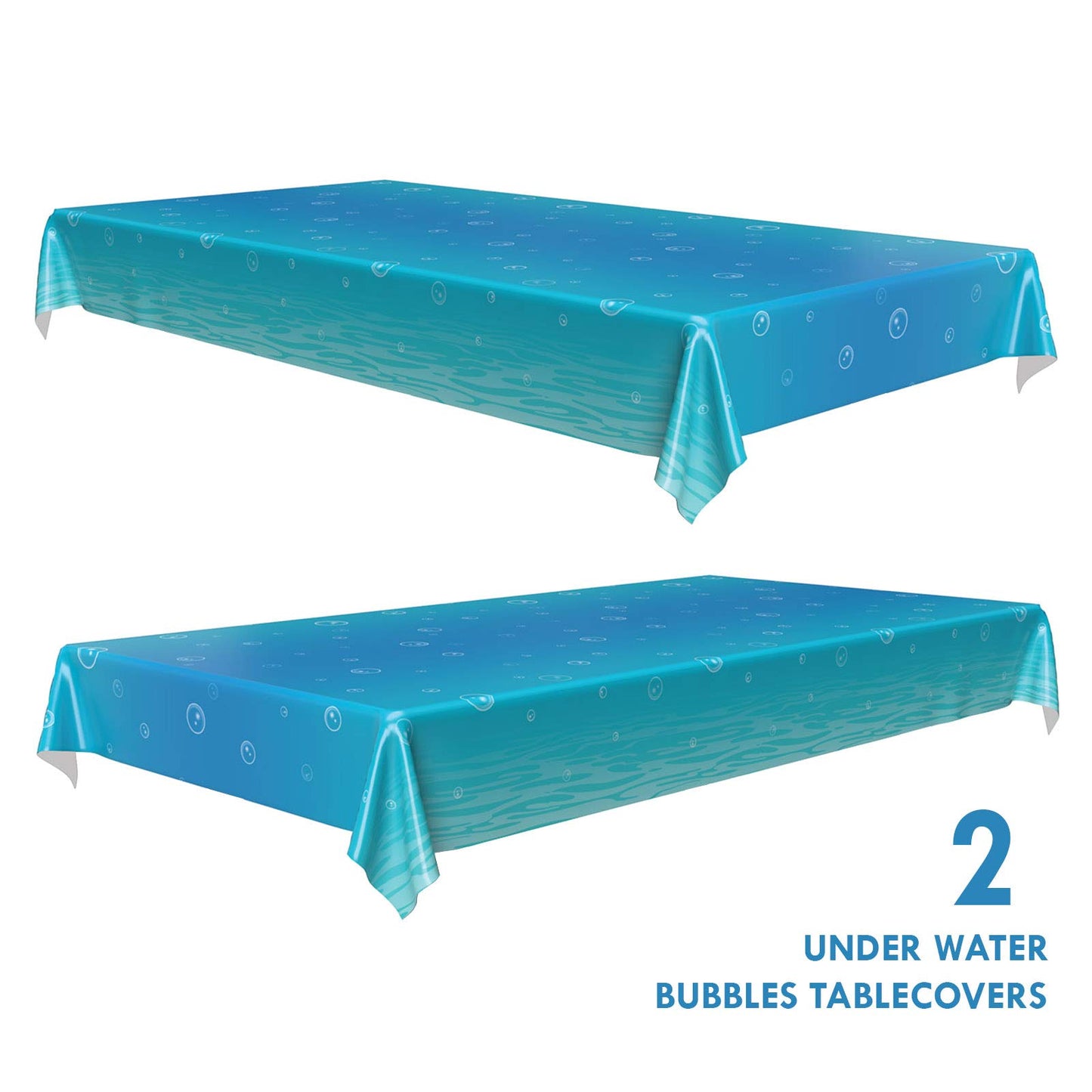 HOME & HOOPLA Under Water Bubbles Paper Table Cover for Beach and Pool Parties, Mermaid, Narwhal, and Ocean Themed Parties, 54" x 102" (2 Pack)