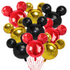 9Pack Mouse Party Foil Balloons, 27” Black Red Yellow Balloons for Cartoon Mouse Party, Baby Shower, Kids Birthday Theme Party Decoration Supplies