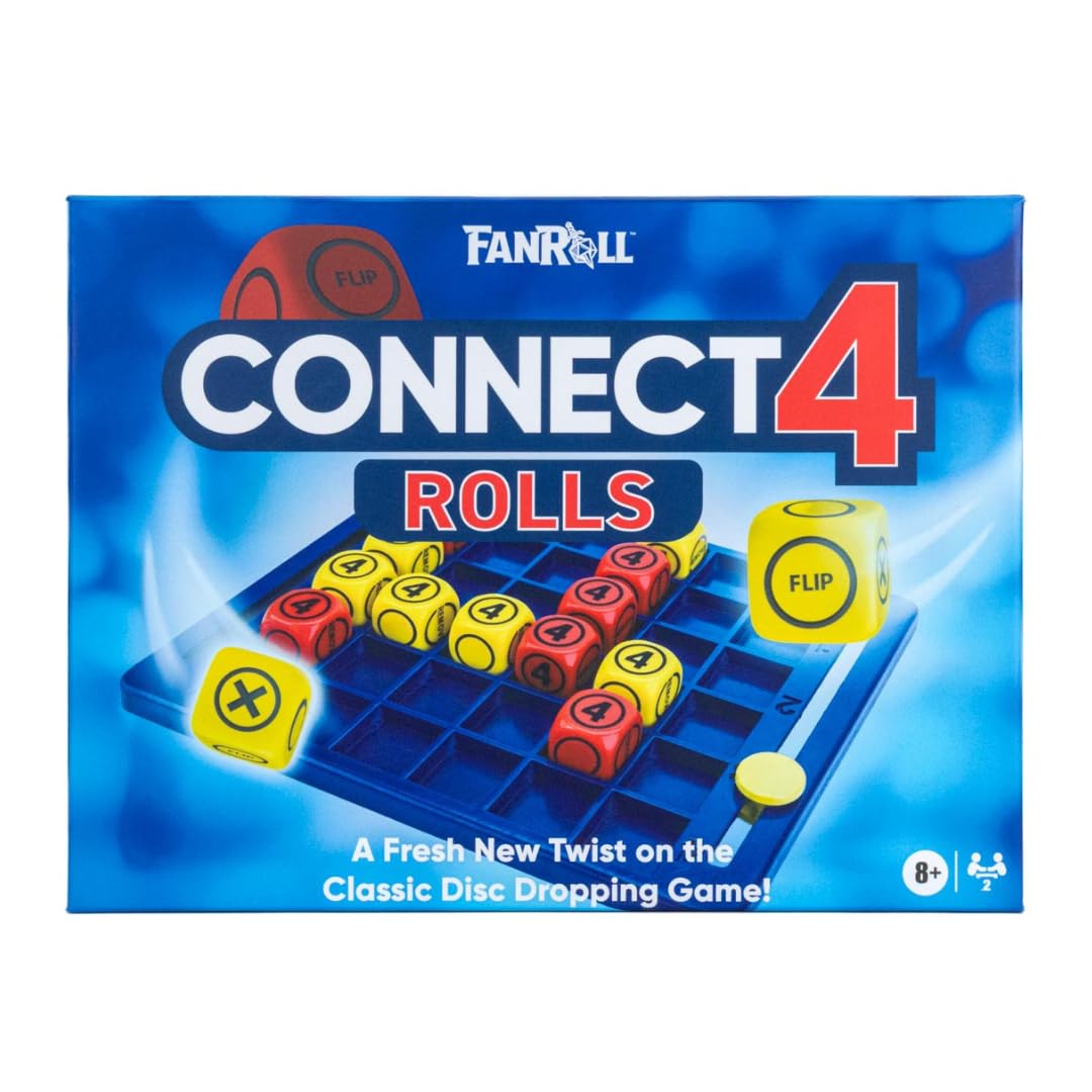 Fanroll Connect 4 Rolls Dice Game, A Dice Rolling Twist on The Classic Disc Dropping Game: Checkers Meets Connect 4!