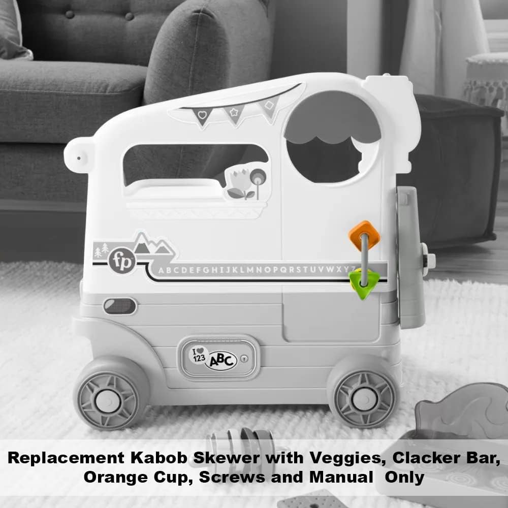 Replacement Parts for Fisher-Price Laugh & Learn 3-in-1 On The Go Camper - GTJ59 ~ Replacement Kabob Skewer with Veggies, Clacker Bar, Orange Cup