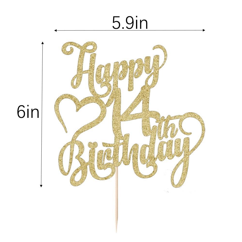 AROKIPPRY Happy 14th Birthday Cake Topper - 14th Birthday Cake Decoration