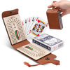 BEHEGTYE Foldable Travel Cribbage Board Game Set, Leather Cribbage Board Set - 6 Pegs, 1 Playing Card and Instruction, Portable Travel Cribbage Board