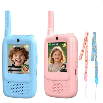 Kids Video Walkie Talkie Set, 2 Video Walkie Talkie Toys for Kids with 2.0" Screen, Voice Changer, Voice Chat,Photo Share,Emojis,300m Range, Blue and