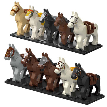 TopBrixx Custom War Horse Set, 10 Pcs Custom Horse Set for Minifigures, Compatible with Lego