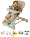 Cuddo Baby Bouncer Montessori| Sensory Toy, Piano, Tray, Rattle Socks| Khaki