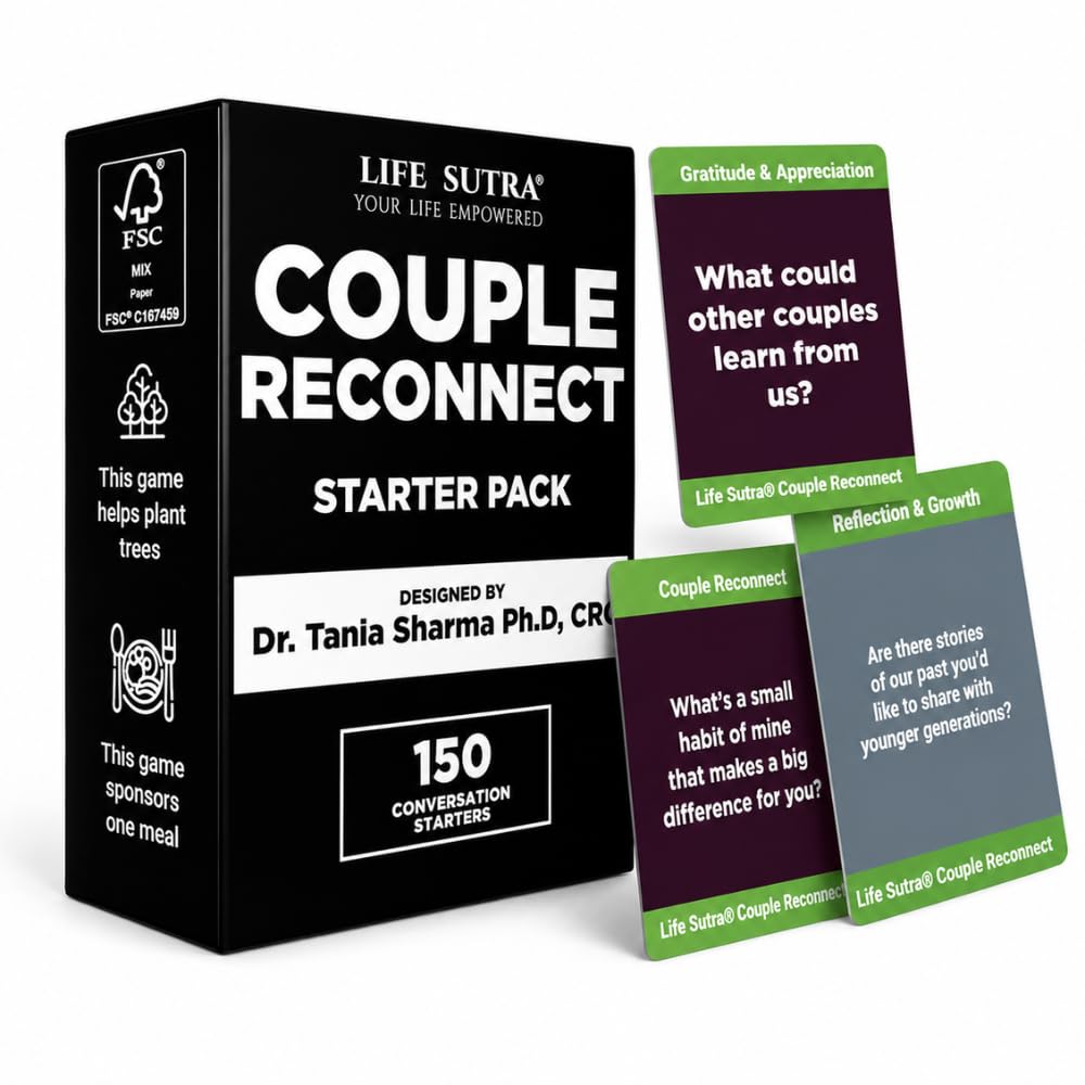 Life Sutra Couple Reconnect Card Game, 150 Conversation Cards to Build Trust, Deepen Bond & Strengthen Communication, A Therapy-Inspired Game
