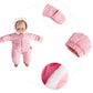 Rakki Dolli Doll Clothes Winter Romper Hooded Romper Outfit Snowsuit Warm Faux Fur Jumpsuit Fits 16" American Girl Doll (Pink Romper with Socks)