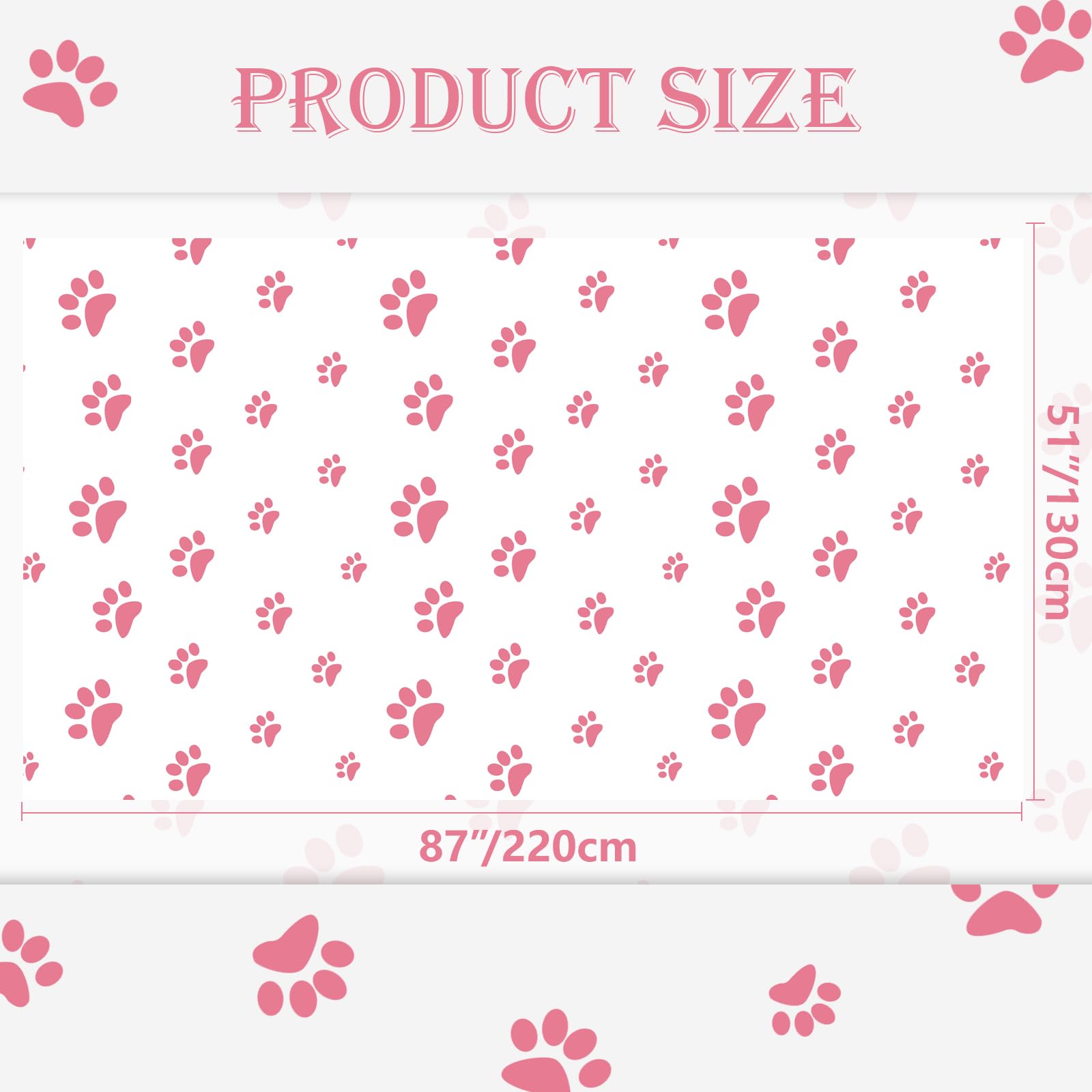 QUERICKY 2 Pack Puppy Paw Print Tablecloths, 51x87'' Plastic Disposable Table Cover for Pet Themed Party Decorations for Cat Dog Birthday Party