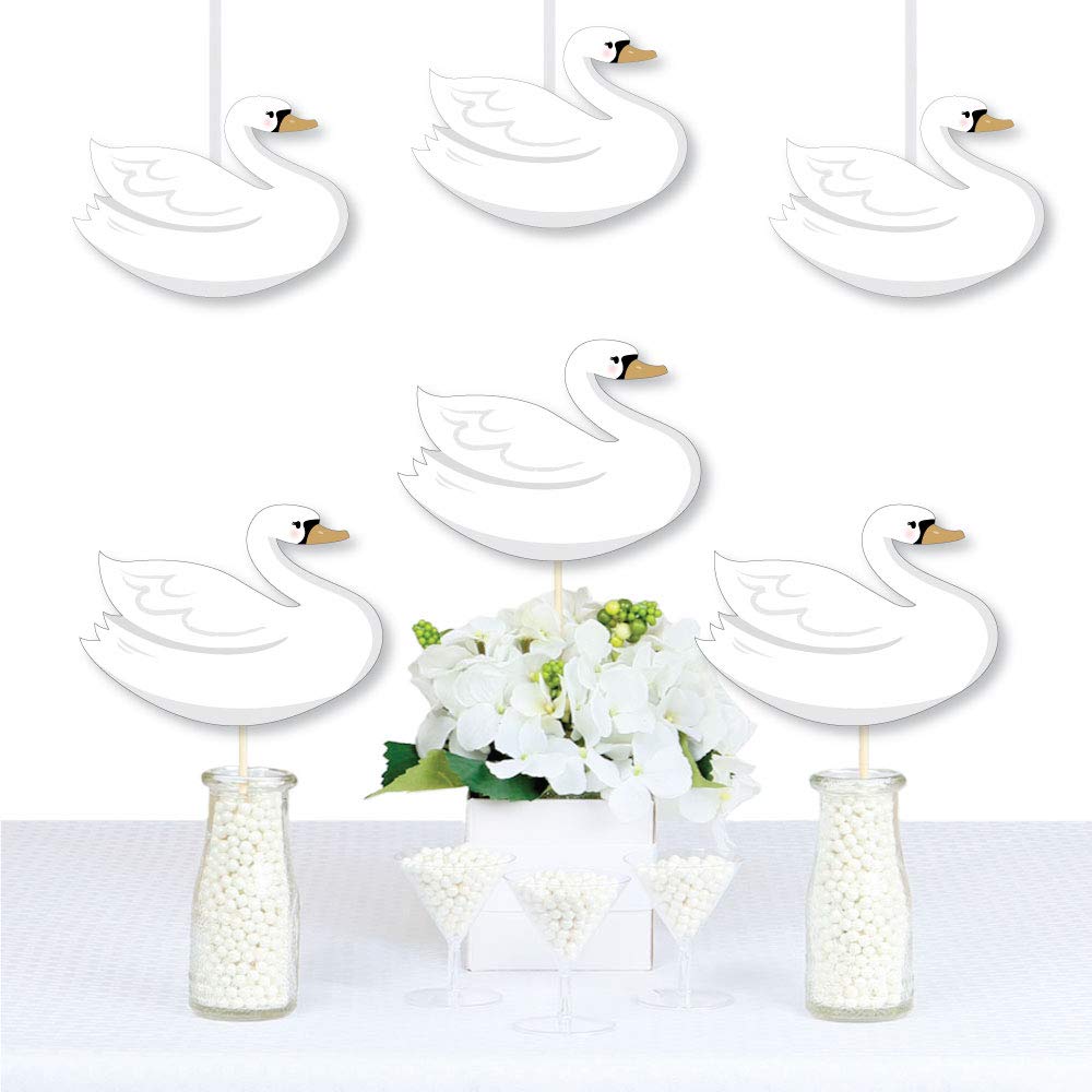 Big Dot of Happiness Swan Soiree - Decorations DIY White Baby Shower or Birthday Party Essentials - Set of 20