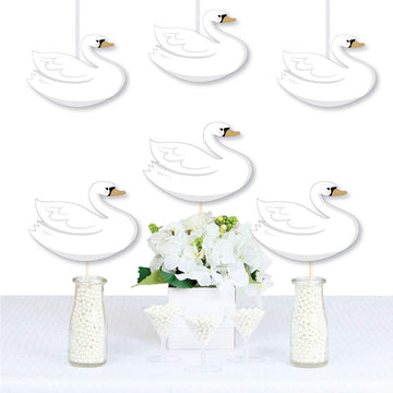 Big Dot of Happiness Swan Soiree - Decorations DIY White Baby Shower or Birthday Party Essentials - Set of 20