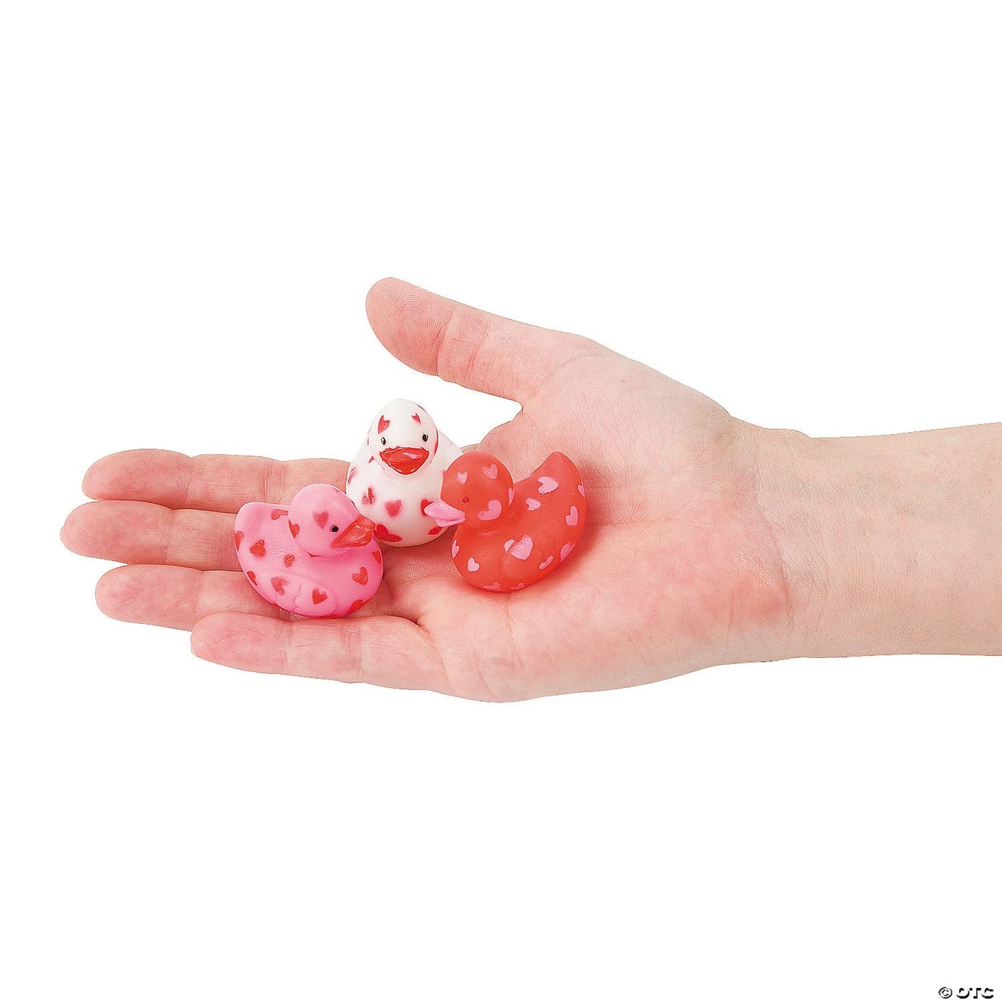 Mini Valentine Rubber Duckies - Bulk Set of 24 Pink, Red and White Valentine's Day Party Favors and Toys