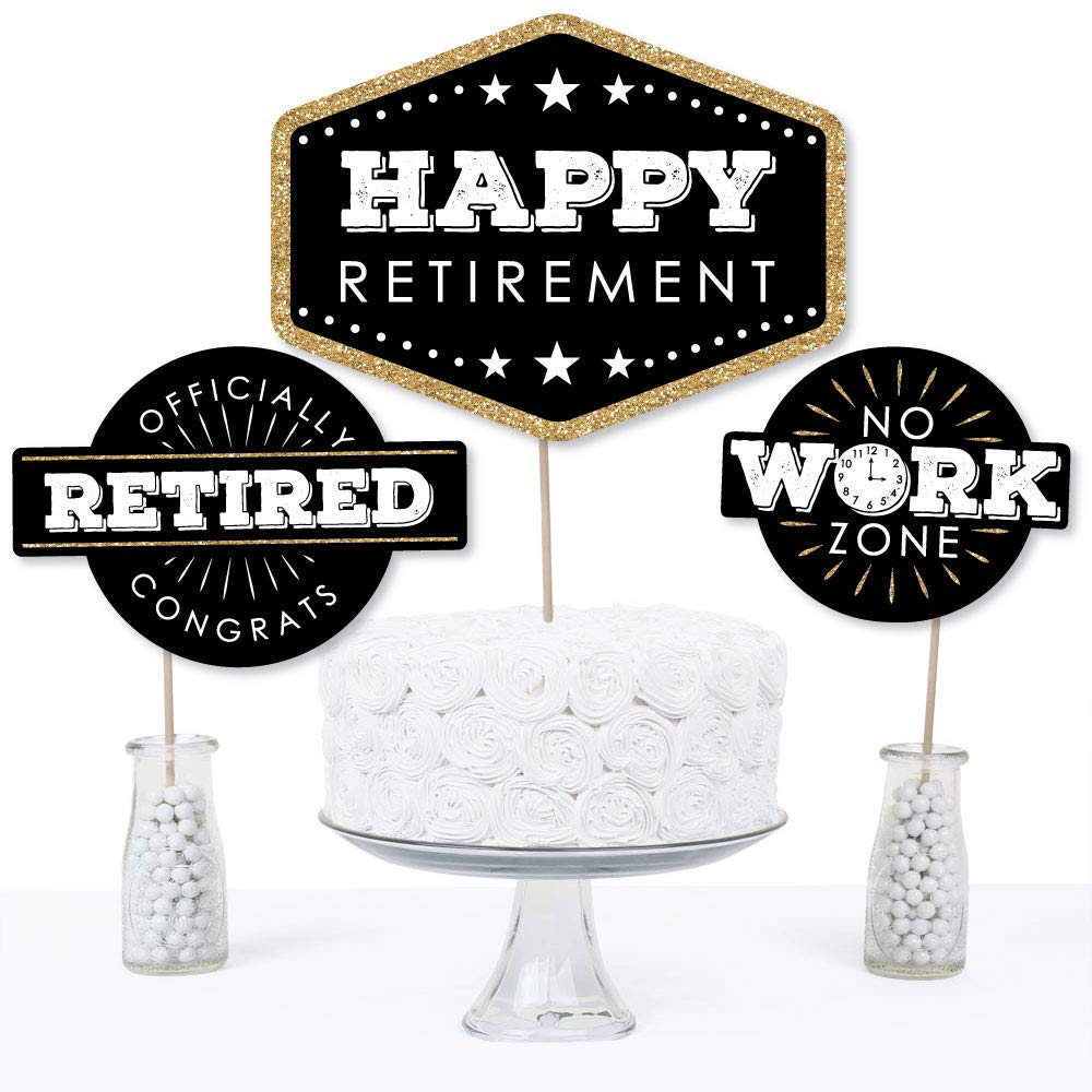 Big Dot of Happiness - Retirement Party Centerpiece Sticks, Happy Retirement | Table Toppers - Set of 15
