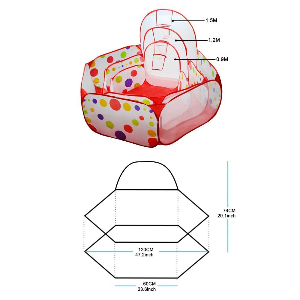 Kuuqa Ball Pit Play Tent with Basketball Hoop for Kids Toddlers Outdoor Indoor Play 4 Ft/120CM (Balls Not Included)