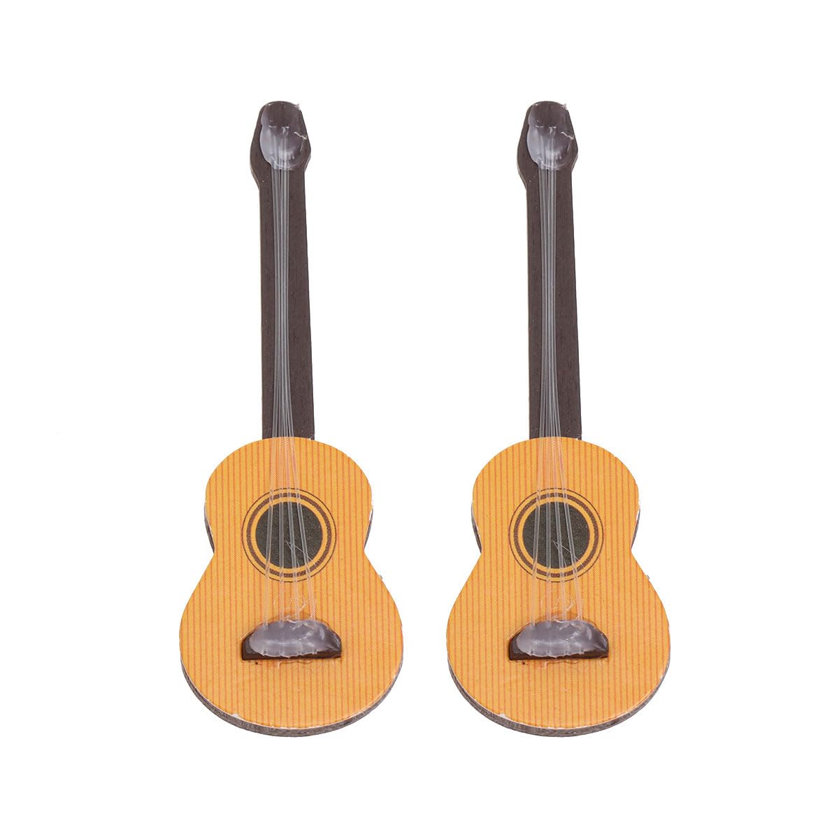 Healifty 2 Pcs Mini Guitar Props 2.55 Inch Wooden Miniature Guitar Ornaments for Dollhouse Accessories Desktop Craft Decoration