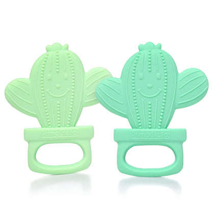 PrimaStella Silicone Cactus Teethers for Infants, Babies and Toddlers - Safety Tested - BPA Free - Cute, Soothing, Easy to Hold - Baby Teether Toy Set