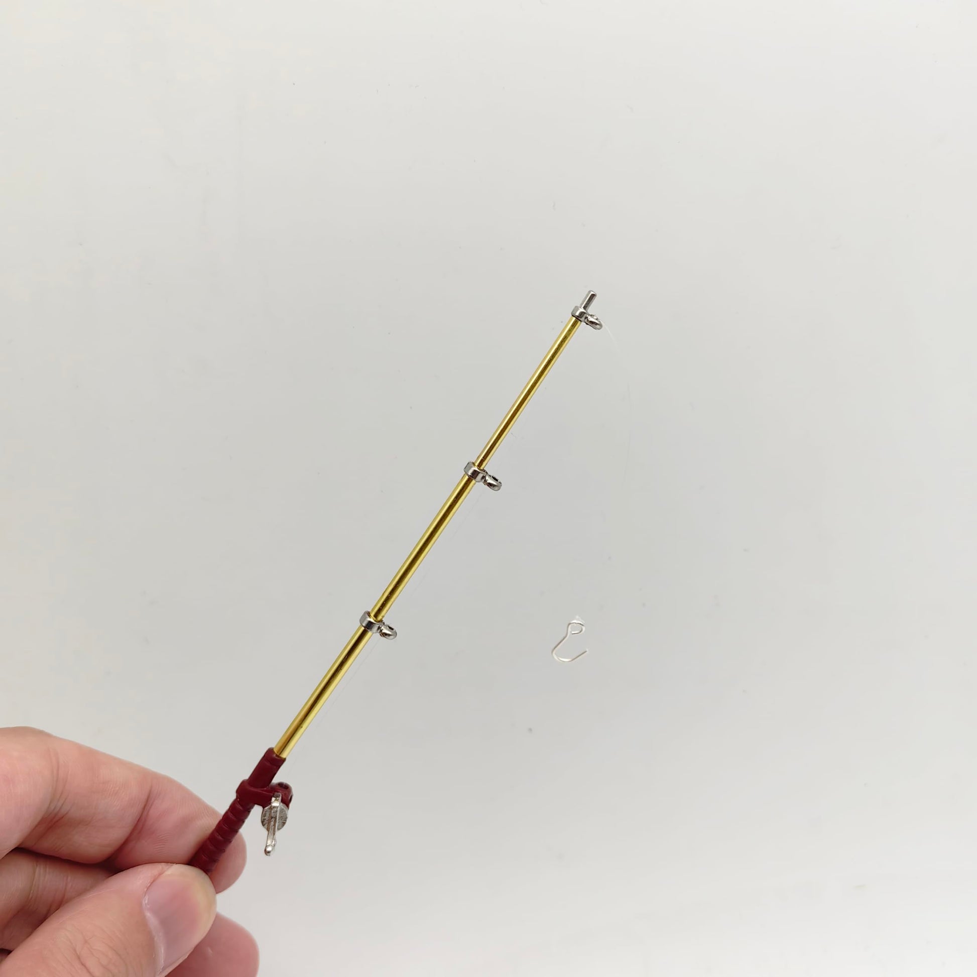 SXFSE Dollhouse Decoration Accessories, 1:12 Dollhouse Miniature Scene Model Fishing Rod Pretend Play Toy (Red, 6.1 inch)