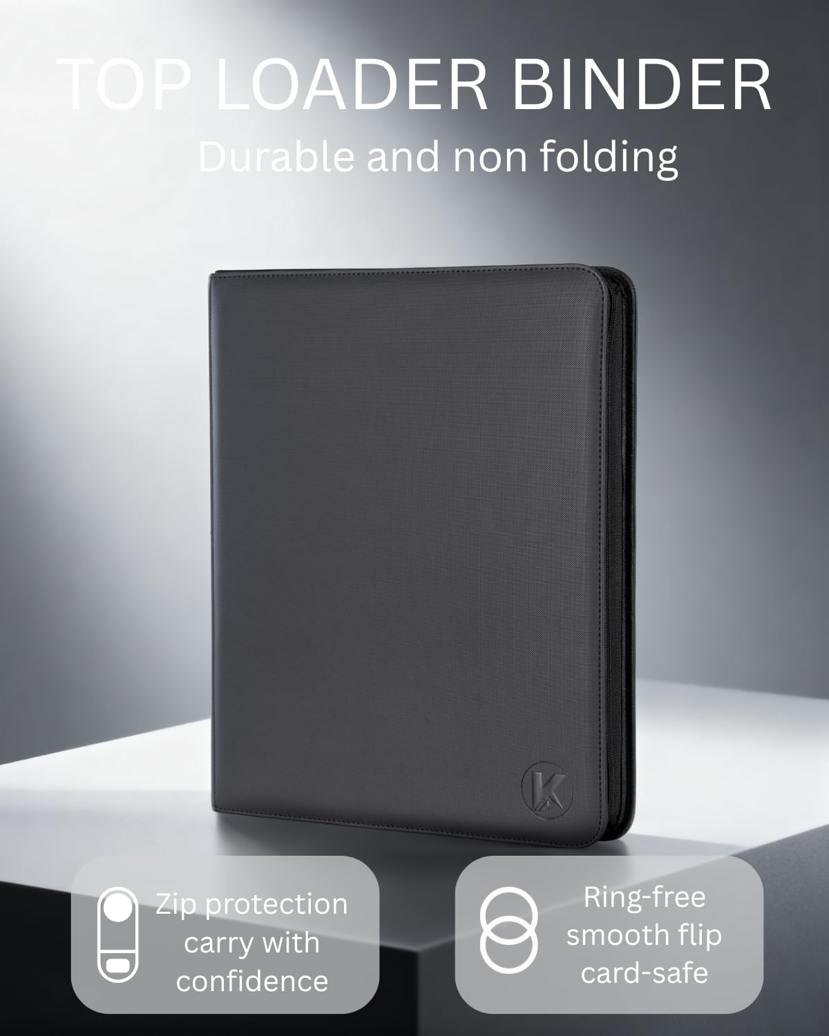 KUOOKING Top loader Binder - Holds 324+ Top Loaders for Cards, 9 Pocket Top Loader Binders with Sleeves for 3" x 4" Rigid Card Holders for Baseball