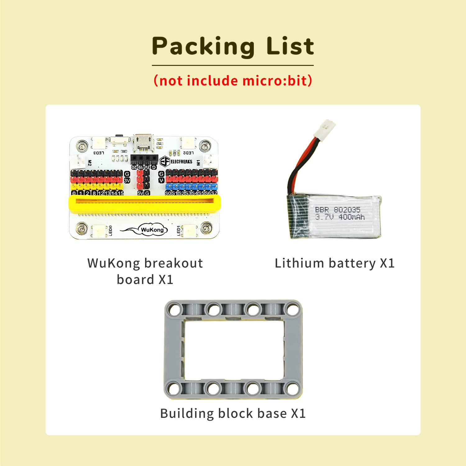 ELECFREAKS microbit Wukong Expansion Board Adapter for microbit Drive 8-Way Servo / 2-Way Motor / 8-Way Sensor, Breakout Board with 8 LED / 4 Rainbow