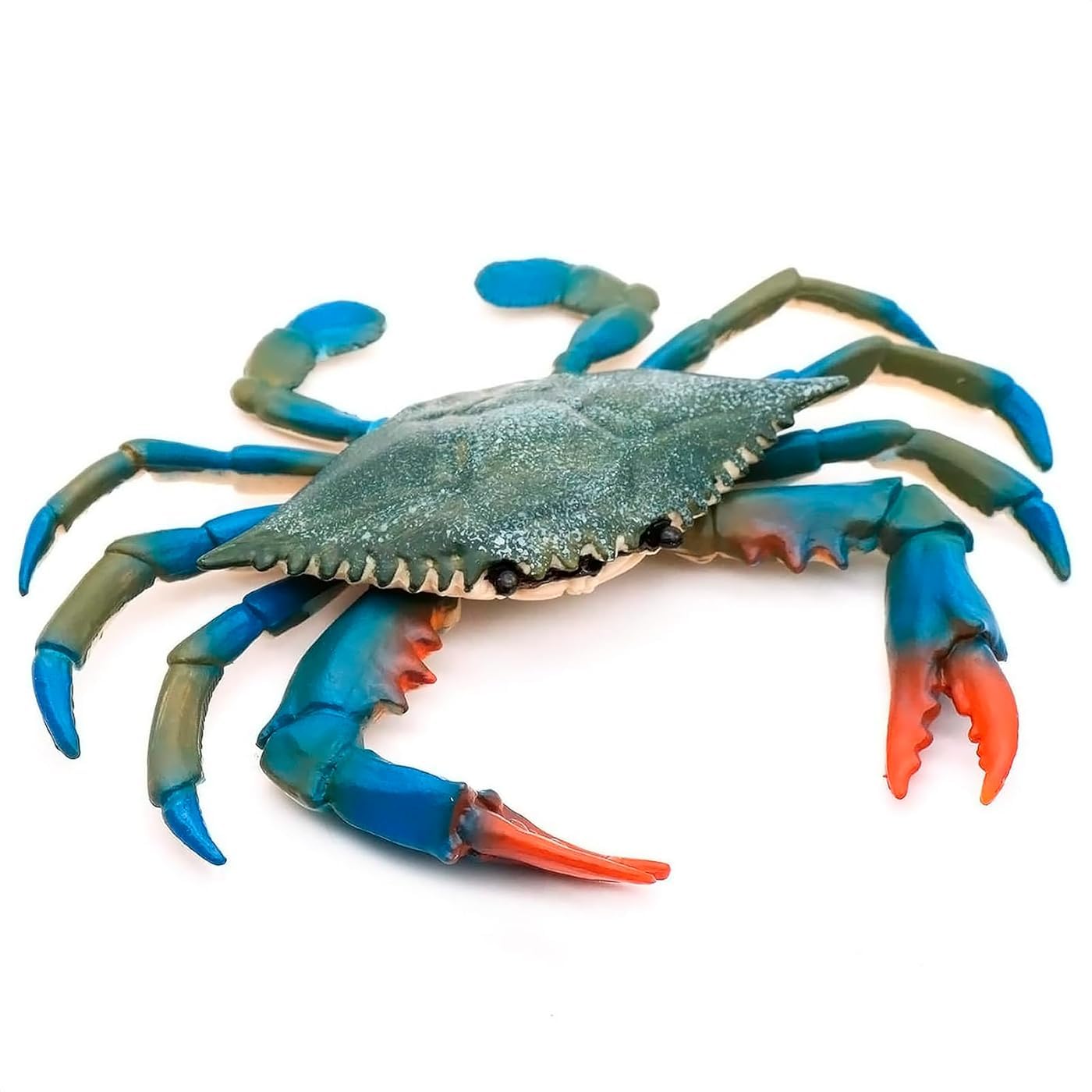 Blue Crab Toys for Kids - Realistic Plastic Crab Figure, 6.6 x 5.3 Lifelike Ocean Animal for Bath Play, Coastal Displays, Marine Life Lessons, Party