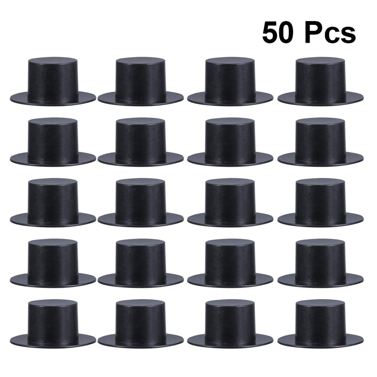 NUOBESTY 50pcs Mini Plastic Top Hats Black Snowman Hats Christmas Wine Bottle Decor Party Supplies