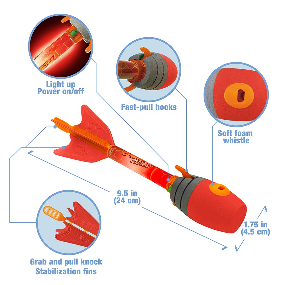 Zing FireTek Arrow Refill Pack - Includes 3 Red FireTek Zonic Whistling Arrows and 3 Red Suction Cup Arrows, Outdoor Play, for Ages 14 and Up