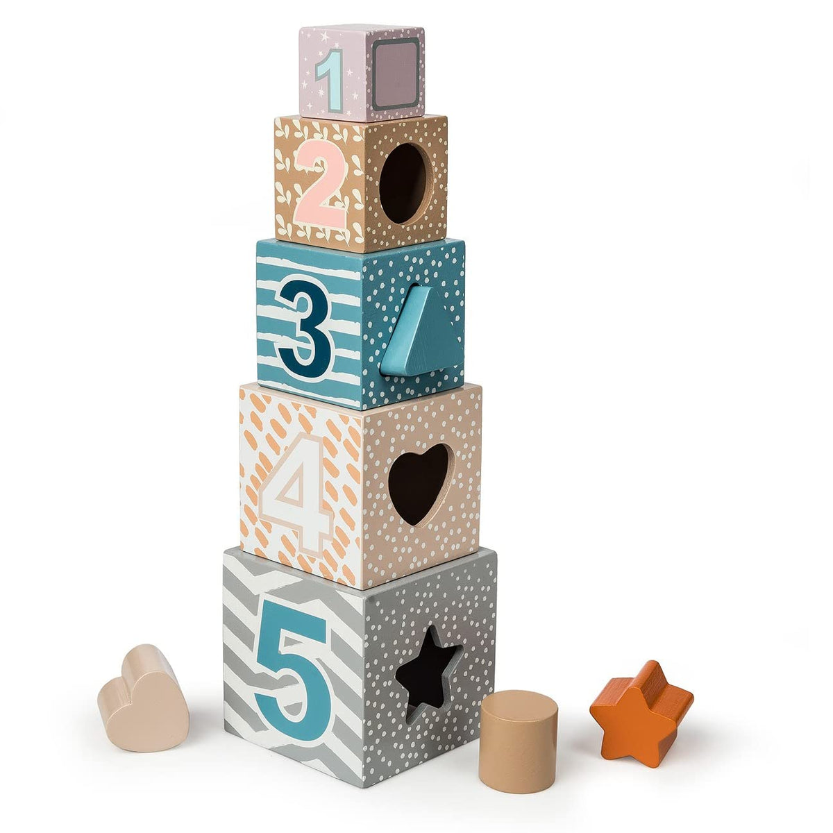 Mary Meyer Leika Wooden Toys Nesting & Stacking Blocks Montessori Toys for 18+ Months Old Toddler Preschool Gifts, 3.5 x 13.5-Inches, Woodland Animals