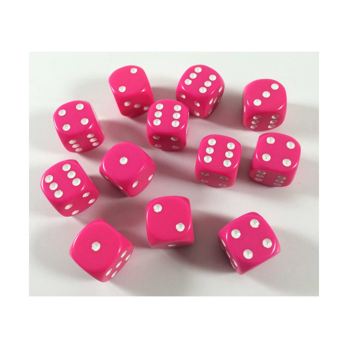 Chessex DND Dice Set D&D Dice-16mm Opaque Pink and White Plastic Polyhedral Dice Set-Dungeons and Dragons Dice Includes 12 Dice - D6, Various